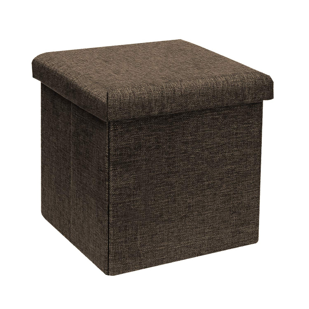 B FSOBEIIALEO Pouf de rangement cube en lin, petite table basse, repose-pieds, tabouret, si   ge pliable, coffre     jouets pour enfants, marron 30 x
