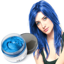 Blue Hair Color Wax Natural Hairstyle Wax 4.23 oz Temporary Hairstyle Cream for Party Cosplay Halloween Daily use Date Clubbing (Blue)