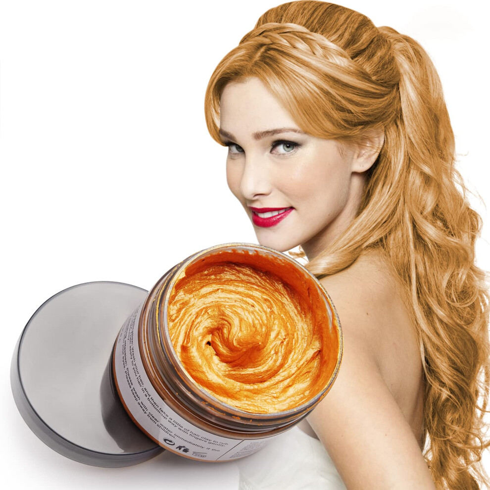 Swaker Gold/Cream Hair Color Wax Instant Hairstyle 4.23 Oz Temporary Natural Hair Wax For Party Cosplay Halloween Daily Use Date Clubbing