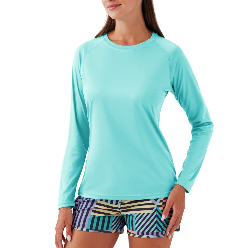 Naviskin Dames Upf 50 Zonbescherming Shirts Met Lange Mouwen Rash Guard Shirts Snel Droog Lichtgewicht Wandelshirts Groen Maat Xl-image