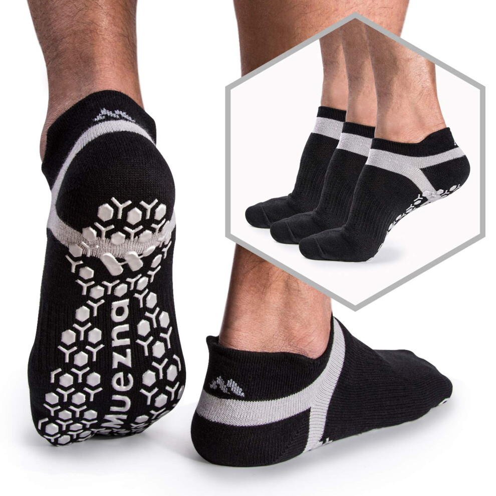 Chaussettes de yoga antid?rapantes Muezna pour hommes, antid?rapantes, pour Pilates, Barre, Bikram, Fitness, h?pital, avec poign?es