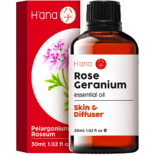 Hana Rose Geranium Essential Oil for Skin - 100% Natural Geranium Oil for Diffuser - Rose Geranium Essential Oil for Aromatherapy 1 fl oz