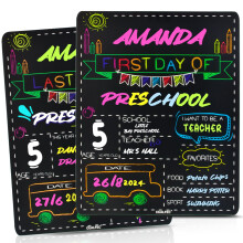 Letrero personalizado para primer y ?ltimo d?a de clases, 13 x 16, estilo pizarra grande, accesorio para fotos, ?tiles escolares (2 unidades)