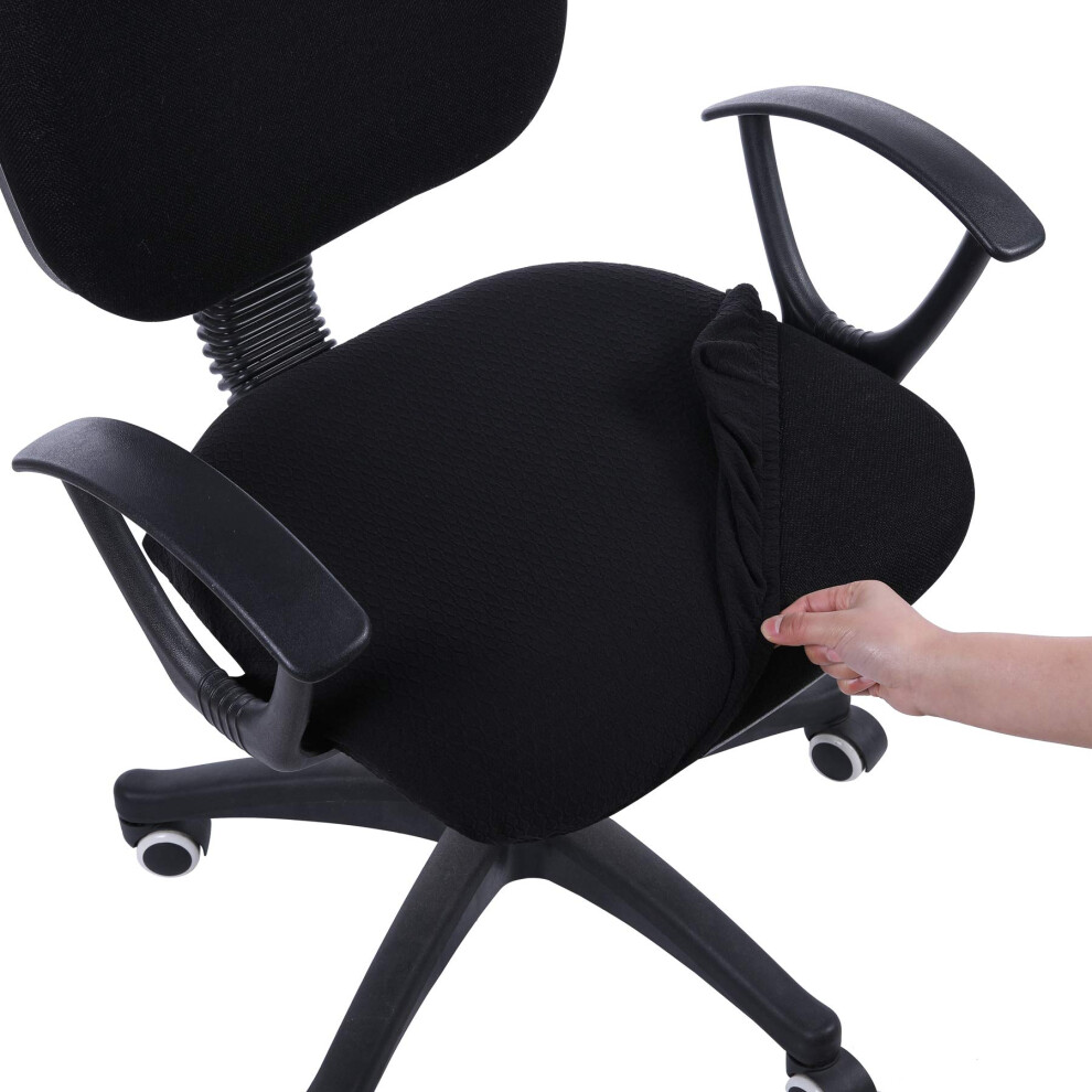 Smiry Stretch Jacquard Office Computer Chair Seat Covers  Removable Washable Anti-dust Desk Chair Seat Cushion Protectors - Black-image-OPC-PDTTC5Y-NEW