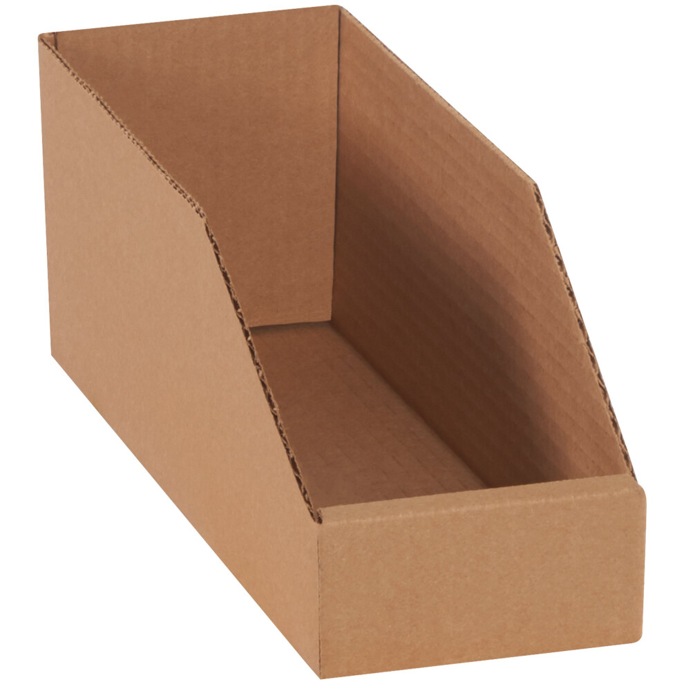Top Pack Supply Open Top Bin Boxes  4 X 12 X 4 12  Kraft Pack Of 50