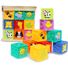 Kingtree Baby Blocks 9st Soft Squeeze Building Block Stacking Toys i 6+ mnaders barnbarn Baby Tingting Tugga Utbildningsblock Set med nummer Dju