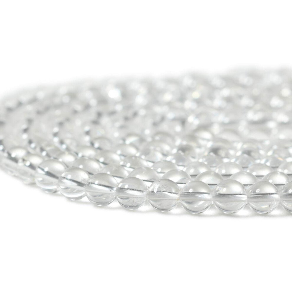 Cheavian 60 St Ck 6 Mm Nat Rlicher Klarer Wei Er Bergkristall, Runde Lose Perlen, Kristall-Energiestein Zur Schmuckherstellung, 1 Strang, 15-image