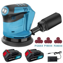 Cordless Orbital Sander 3Speeds Quick Fix Pad Dust Bag 12Discs +3.0A 2Battery+Charger-Makita Compatible
