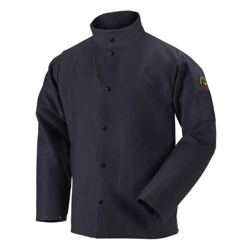 Black Stallion FBK9-30C Flame-Resistant Cotton Welding Jacket  Black  Medium