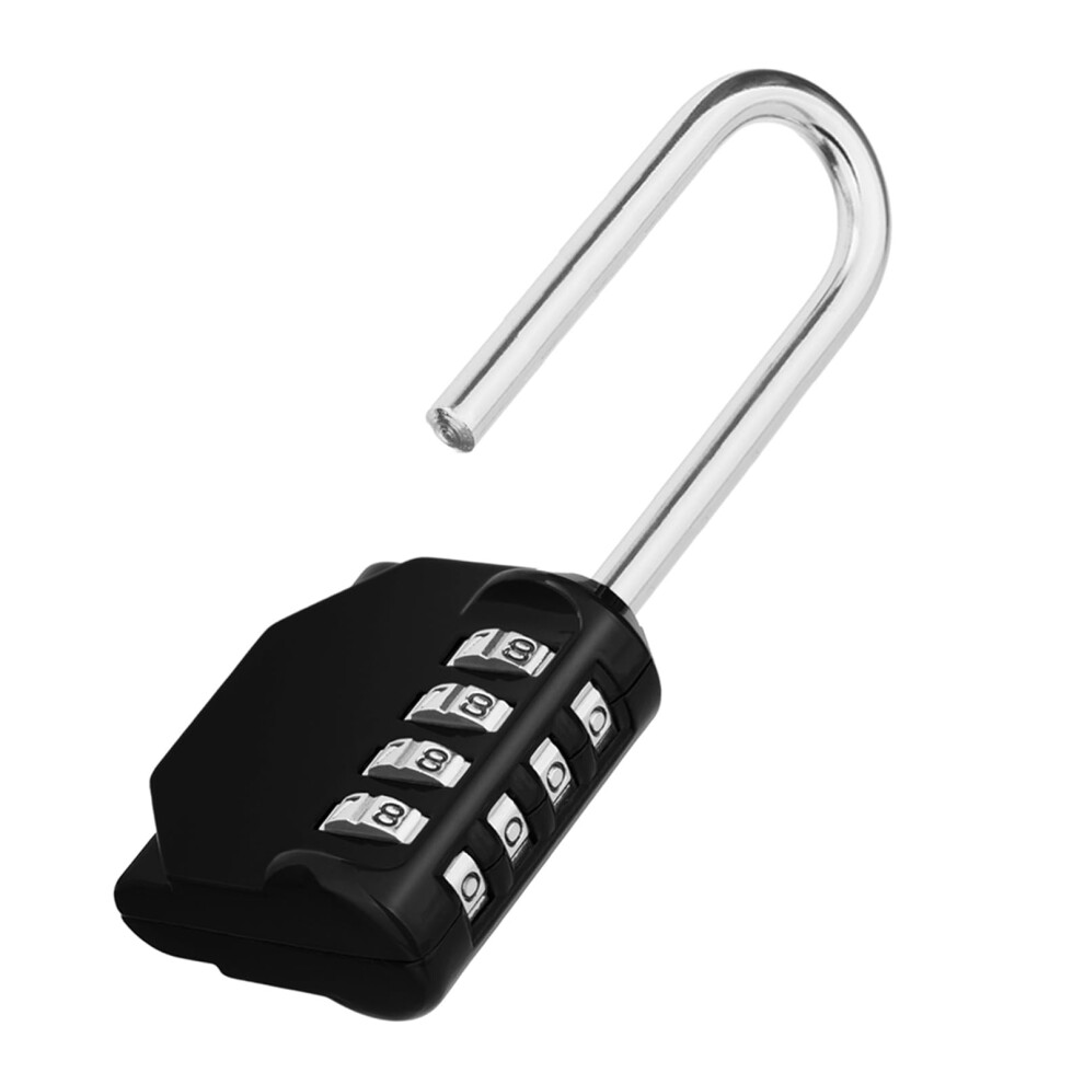 Zhege Long Shackle Padlock 4 Digit Combination Lock Resettable Weatherproof Combo Lock For School Gym Employee Locker Outdoor Fence Black 631145246185