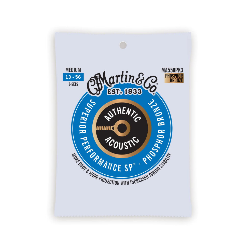 Martin Authentic Acoustic guitar Strings - 3 Pack - Superior Performance 928 Medium