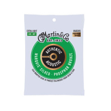Martin Autentisk Akustisk Marquis Silked Guitar Strings - Phosphor Bronze Extra Light Gauge | Varm afbalanceret tone med brobeskyttelse | Silkeom