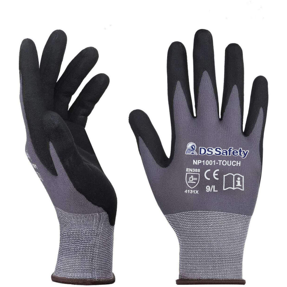 Ds Safety Np1001 Nitrile Work Gloves Spandex Liner Nitrile Coated 3 Pairs(Xl) 631145263205