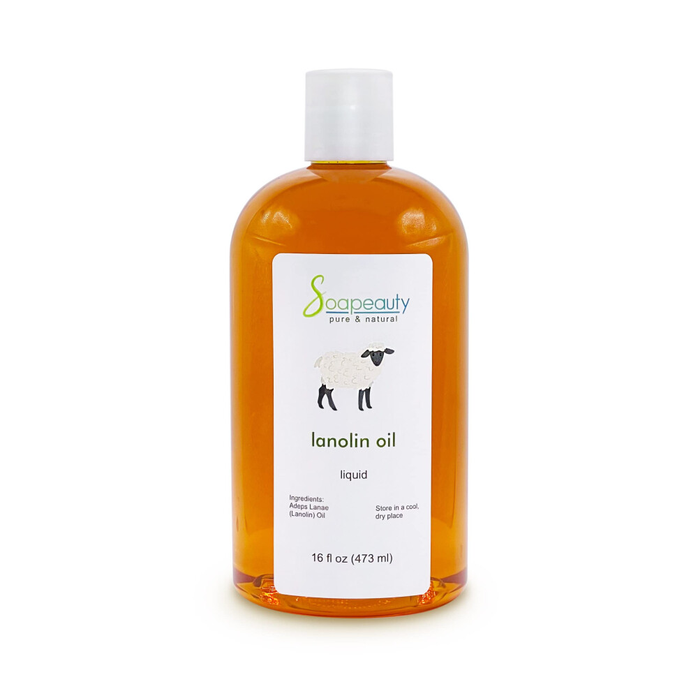 Soapeauty Lanolin Oil Cold Pressed Unrefined | 100% Natural Available In Bulk | Carrier For Essential Oils Face Skin Hair Moisturizer Soap Making | 16 Oz