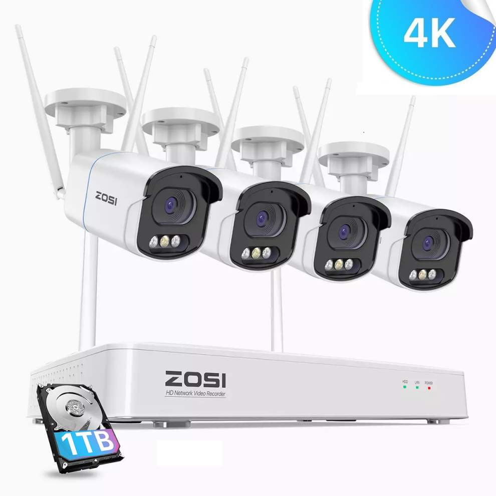 Zosi 4K 8Mp Wireless Cctv Camera System 1Tb Full Color Night Vision 6941709247782