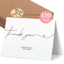 120 blanco bedankkaarten voor bruiloften - gepersonaliseerde groeten, dankbrief en bruiloft bedankkaarten van de nieuwe heer en mevrouw - bedankbrief