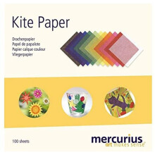 Mercurius Kite Paper 6 """" X6 """" Transparent papir til kunstdekorationer derhjemme eller skole - 100 farvede papirarkblok til livlige origami DIY