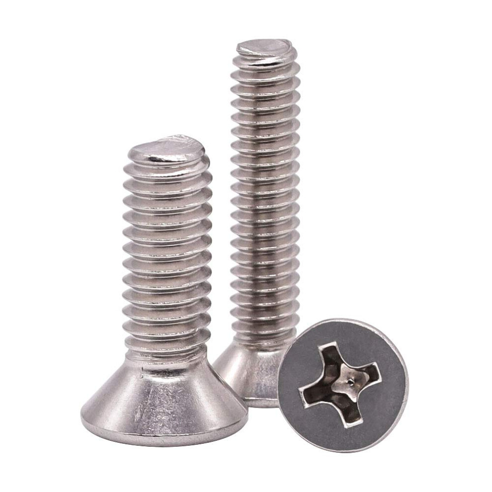 1/4-20 x 1-1/4 Flat Countersunk Head Machine Screws  Phillips Drive  304 Stainless Steel 18-8  Full Thread  Coarse Thread UNC  25 PCS-image-OPC-PFKYG95-NEW