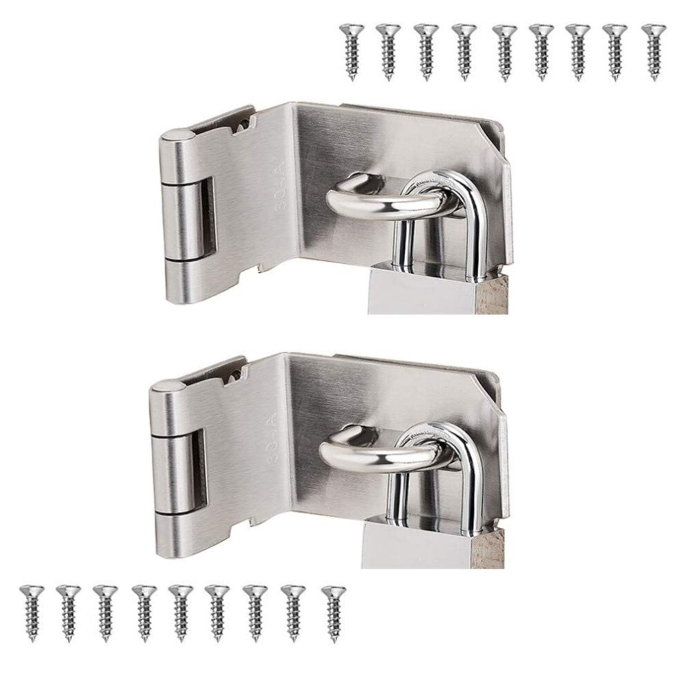 90 Degree 4 Inch Right Angle Padlock Hasp  Stainless Steel Safety Door Latches  Solid Gate Latches Brushed Finish-image-OPC-PFKVQ9H-NEW