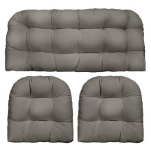 RSH DECOR 3-delad tuftad fltad soffa och stolkuddar | Inomhus/Utomhus All Weather Polyester Mnster Tyg | Vndbar | 1 Loveseat 41 x19 & 2 U-form