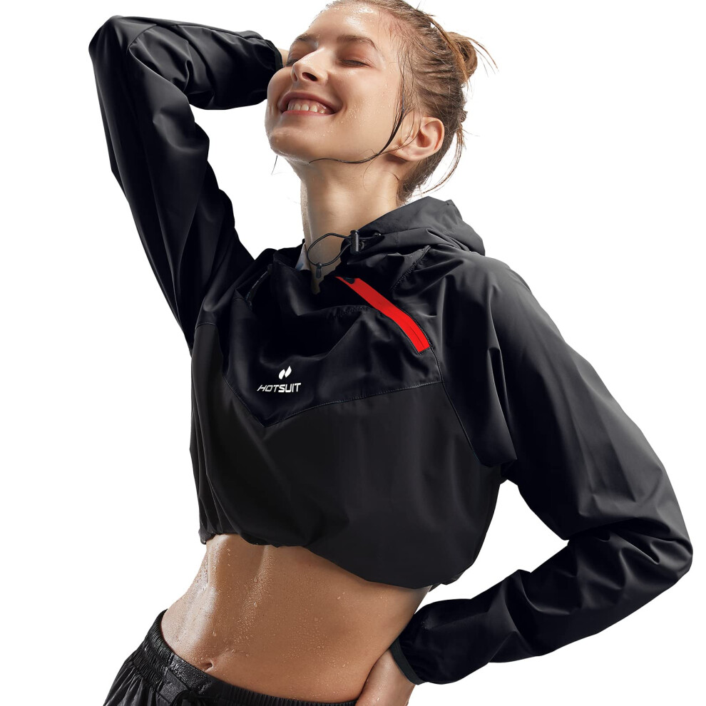 Veste de sauna HOTSUIT pour femme, veste de sudation, perte de poids, entra   nement, gym, exercice, chemises, noir, 4XL