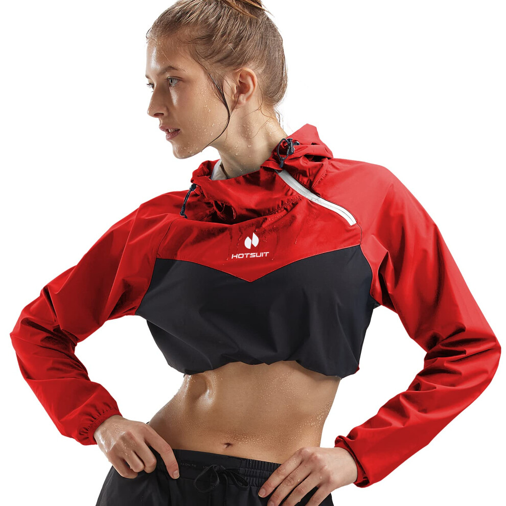 Veste de sauna HOTSUIT pour femme, sweat-shirt pour perte de poids, entra   nement, gym, exercice, chemise rouge, XL