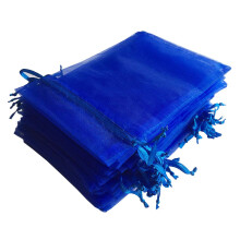 Pimuza pakke med 100 5x7 tommer gaveindpakningsposer Royal Blue Organza Sheer Fabric Sturdy Material Draws String Organizer til Baby Shower Favor