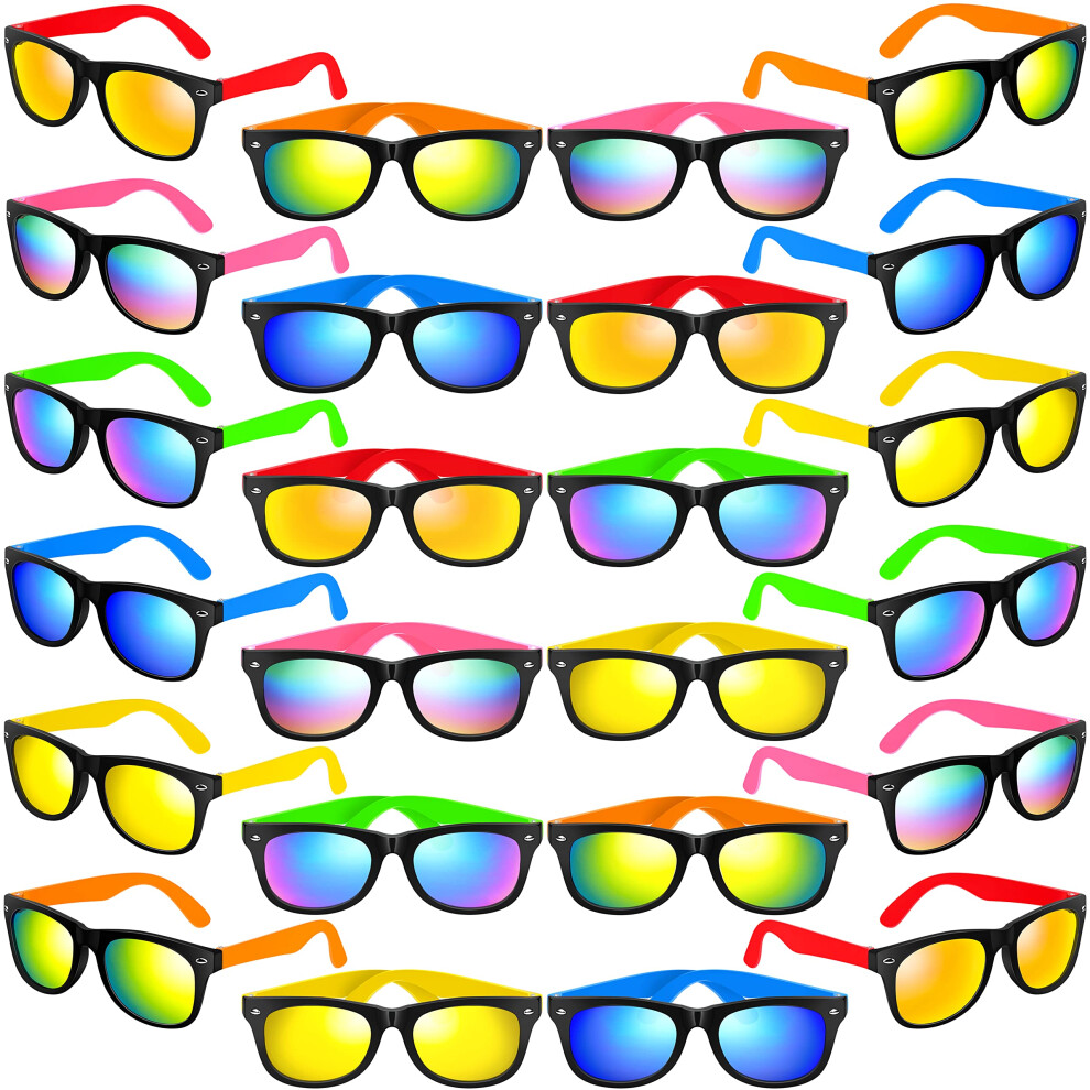 Ginmic Kids Sunglasses Party Favors 24Pack Neon Sunglasses With Uv400 Protection In Bulk For Kids Boys And Girls Great Gift For Birthday Graduation Party