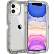 (GRAY, For iPhone 11Pro MAX) Clear Transparent Shockproof Armor Glossy Plain Case For iPhone 12 13 14 15 16