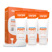 Carpe Antitranspirant-Fußlotion im Paket (3 Tuben à 30 cm, Sparangebot + GRATIS APPLIKATOR) Stoppt Schweißfüße und riecht unangenehm. Hilft, Blas