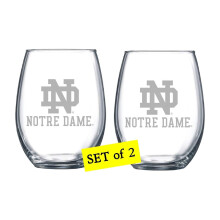 Notre Dame Fighting Irish Etched Satin Frost Logo Sklenice na vno nebo npoje Sada 2 kusu