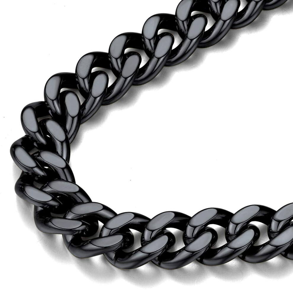 Findchic Mens chain  chunky Black curb chain Necklace for Men  Thick 12MM cuban Link chains 30 Long Oversized Necklace
