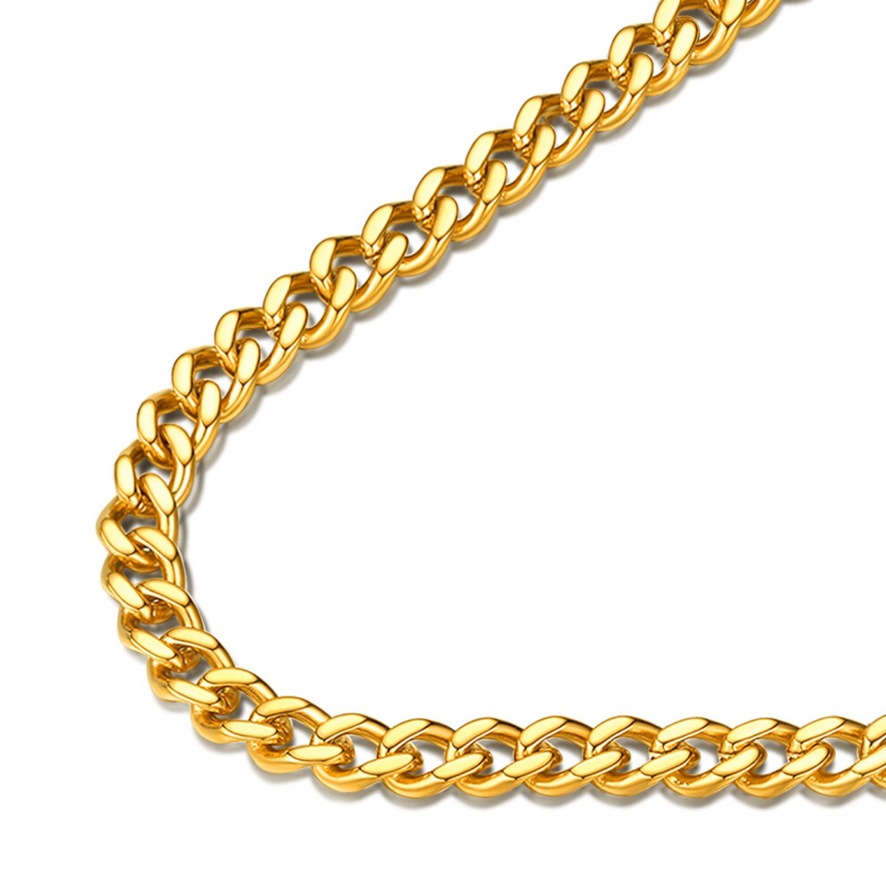 Collier gourmette en or plaqu    or 18 carats FindChic pour homme et femme, 45,7 cm, 5 mm, style rappeur hip-hop