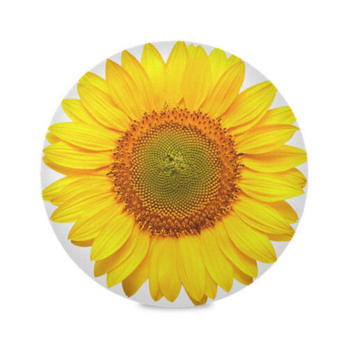 Qilmy Sunflower Round Placemats Non-Slip Washable Polyester Table Mats Set of 6 Heat Resistant Placemats for Kitchen Dining Table Decoration