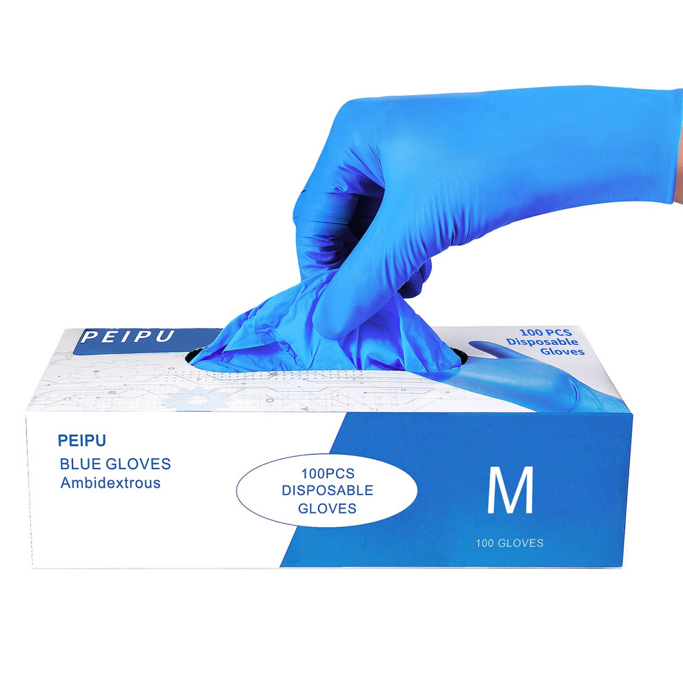 Peipu Nitrile Gloves Disposable Gloves Medium 100-Count 4 Mil Powder Free Cleaning Service Gloves Latex Free 708257466890