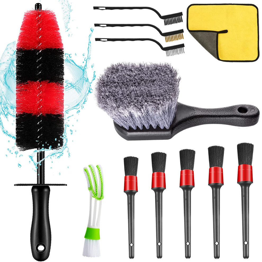 Nolimas 12Pcs Car Wheel & Tire Brush Kit Including 17Inch Long Wheel Brush Short Handle Tire Brush 5Pcs Detailing Brushes Kit & 3Pcs Wire Brushes For 769891664790