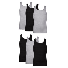 Hanes Heren Vochtafvoerende Geribbelde Lichtgewicht Katoenen Tanktops 6-Pack Zwart/Grijs Diverse 6-Pack 3X-Large
