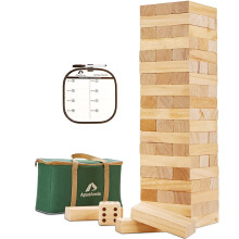 ApudArmis 60 PCS Giant Tumble Tower  Stack up to 5Ft Pine Wooden Stacking Timber Game with 1 Dice Set - Classic Block Giant Outdoor Game for Kids Adul
