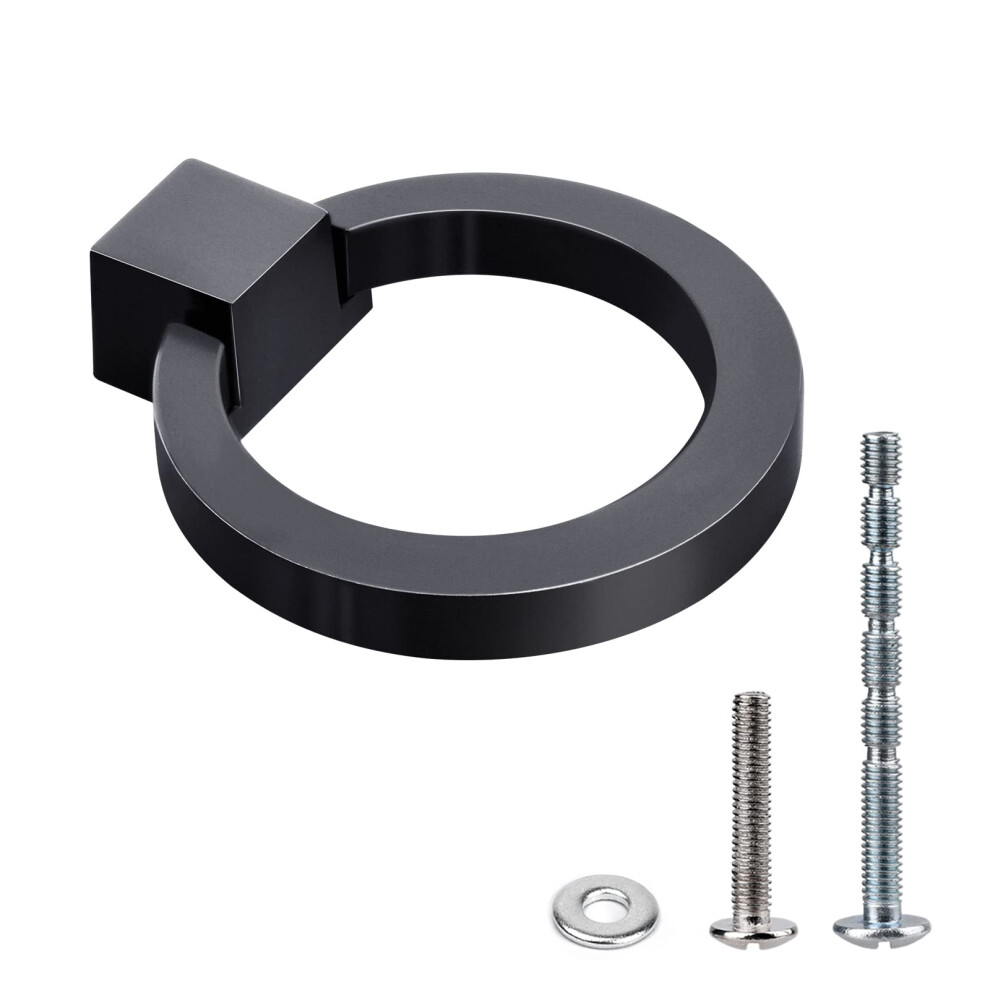 Weaverbird Lot De 2 Boutons De Placard De Cuisine En Alliage De Zinc Noir Mat 4 Cm De Diam Tre-image