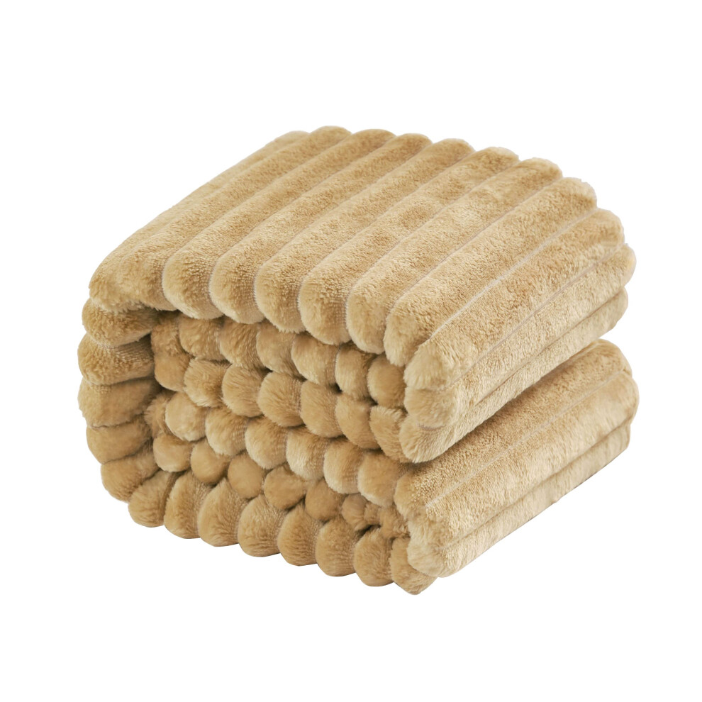 Flannel Fuzzy Toddler Blanket Fluffy Warm And Lightweight Reversible Stripes Design Baby Plush Blanket 30X40 Inches Khaki Ntbay