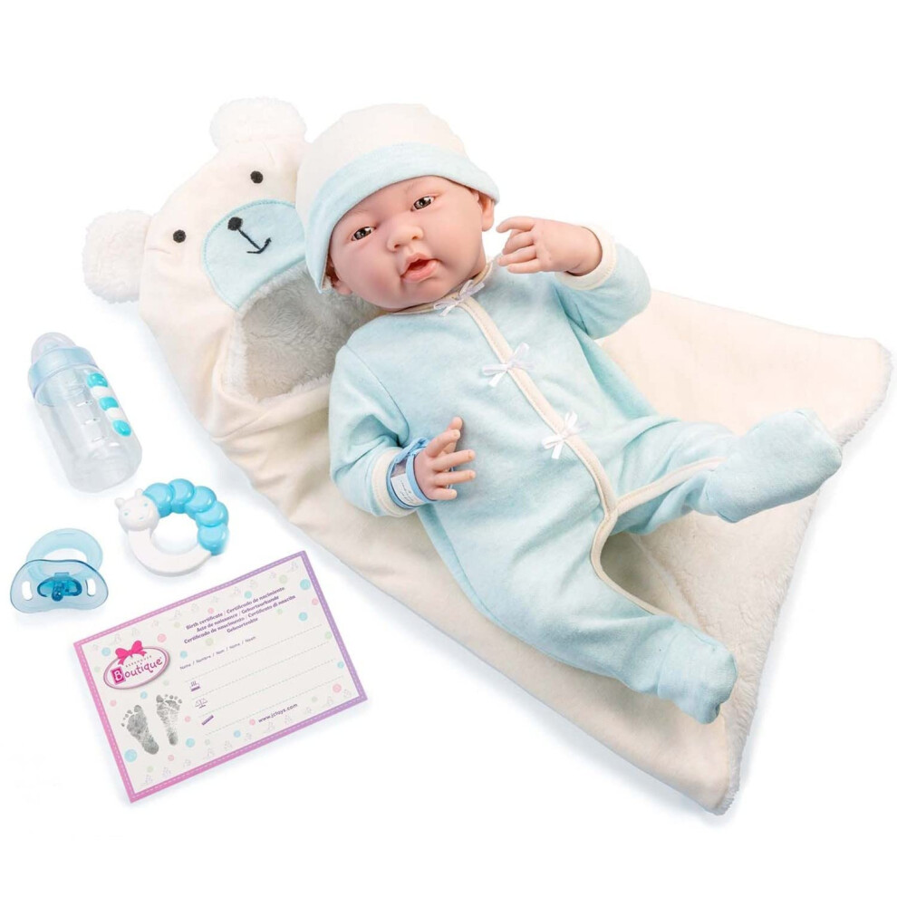 Photos - Doll JC Toys  La Newborn Nursery | 8 Piece Bunting Soft Body Baby  Gift Set | 15.5 Life-Like Soft and Posable Newborn  w 