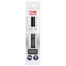 Prym Ergonomics 6"""" Double Point Carbon 2,0 mm 5 Count strikkepinde 2 mm sort