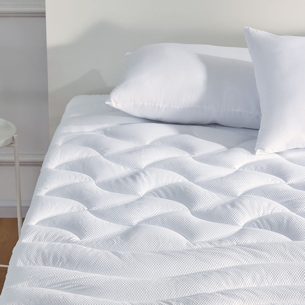 SLEEP ZONE Cooling Queen Mattress Topper Premium Zoned Cool Mattress Pad Cover Padded Mattress Protector Breathable Washable Deep Pocket 8-21""