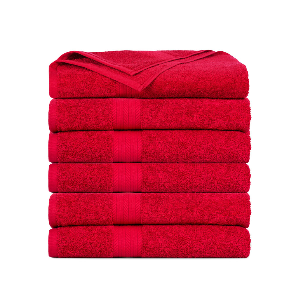 Serviettes de toilette Ample Decor pour salle de bain 45 x 71 cm 600 g/m    100 % coton doux et absorbant - Lot de 6 pi   ces Rouge