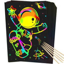 ZMLM Scratch Rainbow Art Paper Set - 100st Magic Scratch Off Art Craft Supplies Kits fr barn Flickor Pojkar Black Scratch Notes ark Doodle Pad f