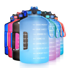SLUXKE Bouteille d'Eau 1 Gallon avec Indicateur Horaire BPA Free, 128oz Bouteille Sport Énorme avec Poignée et Paille