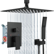 Systeme de douche Aolemi Black noir 10 pouces Rainde Poute de pomme de douche avec un borne de douche a haute pression de luxe a haute pression S