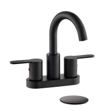 TimeArrow Matte Black Two Handle Centerset Bathroom Sink Faucet with Pop up Drain High Arc Modern 4 Inch Bathroom Vanity Lavatory Faucet 3 Holes with