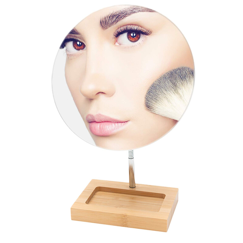 Yeake Flexible Gooseneck Bamboo Vanity Makeup Mirror 360?Rotation 8 Large Frameless Vanity Mirror Folding Portable Table Desk Mirror With Stand Bathro