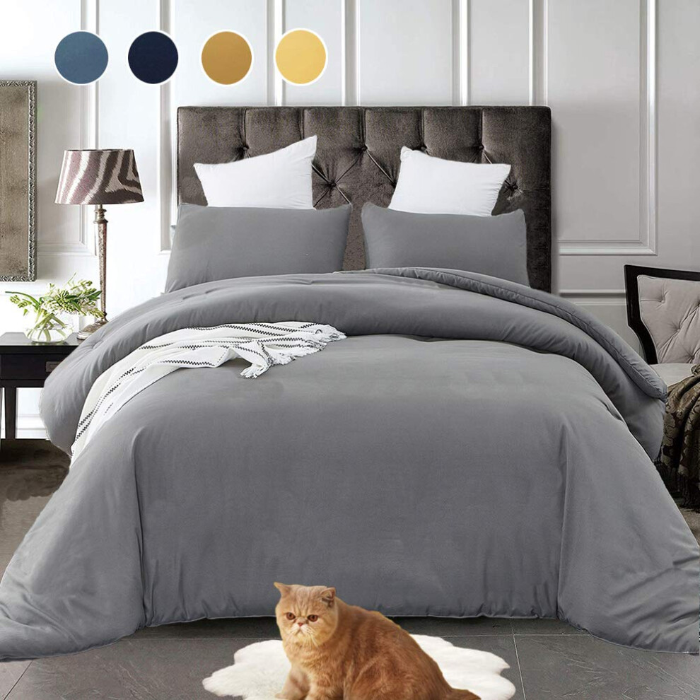 Parure de lit grise Cottonight pour homme, ensemble de couette moderne gris fonc   , couverture grise, couettes confortables et respirantes, couleu